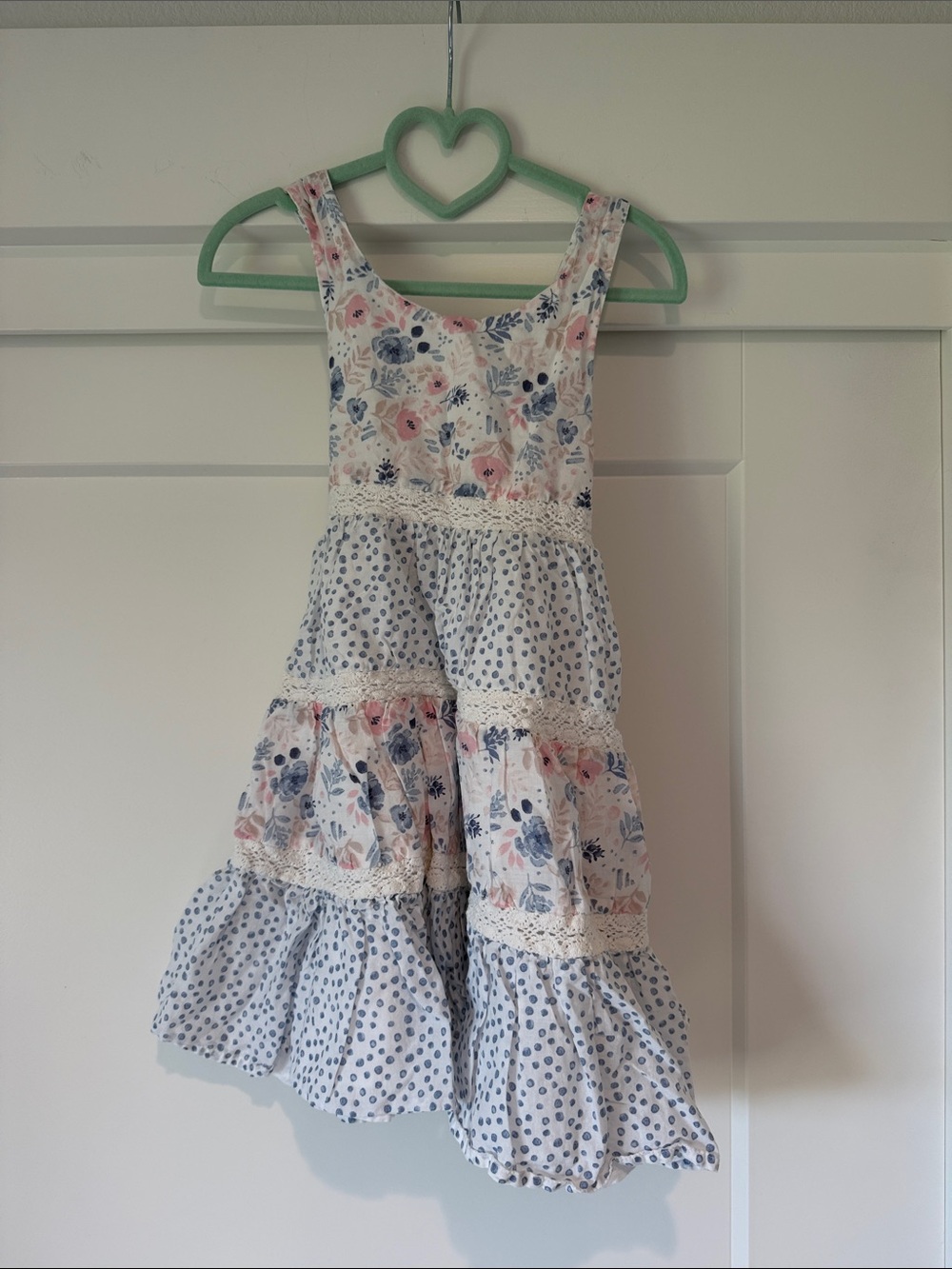 Tommy Bahama Girls Floral Tiered Dress in White, Pink, Blue